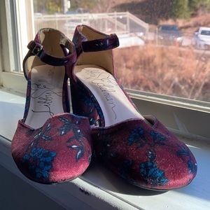 Libby Edelman Burgundy Velvet Heels